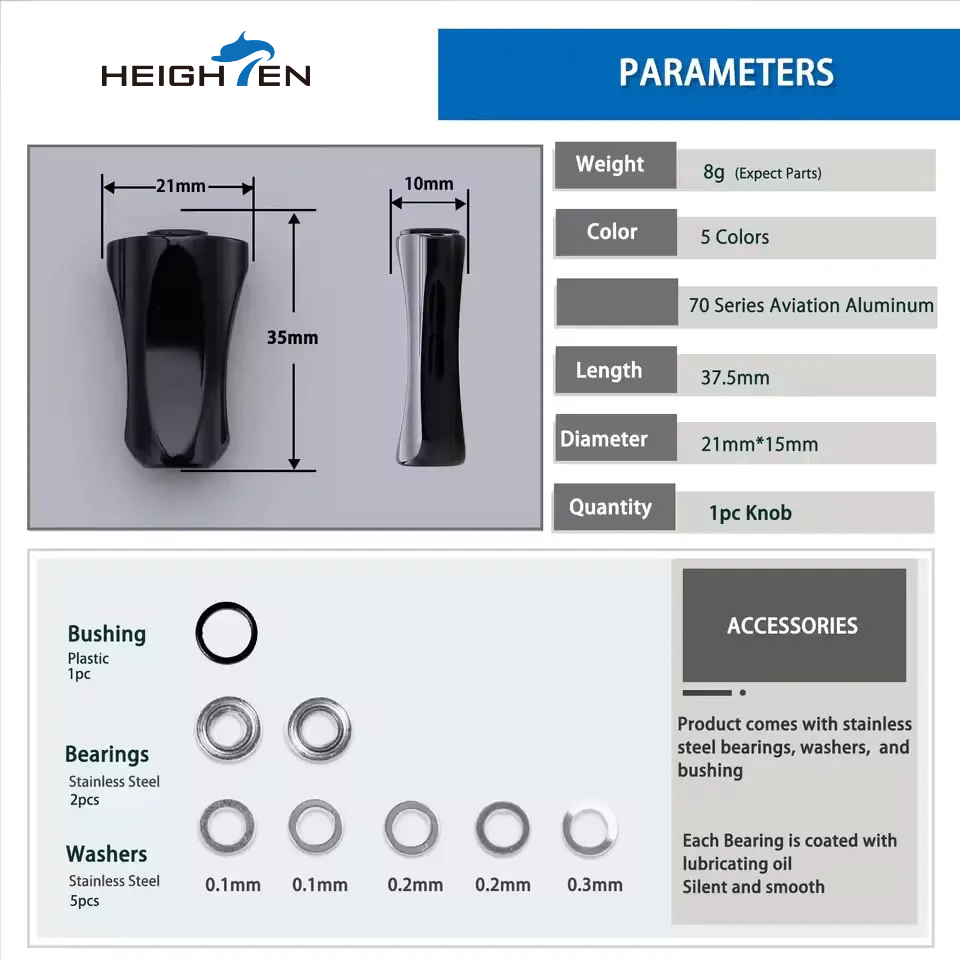 HEIGHTEN 21mm Reel Handle Alum - Reel Drag Knob のレビューと価格