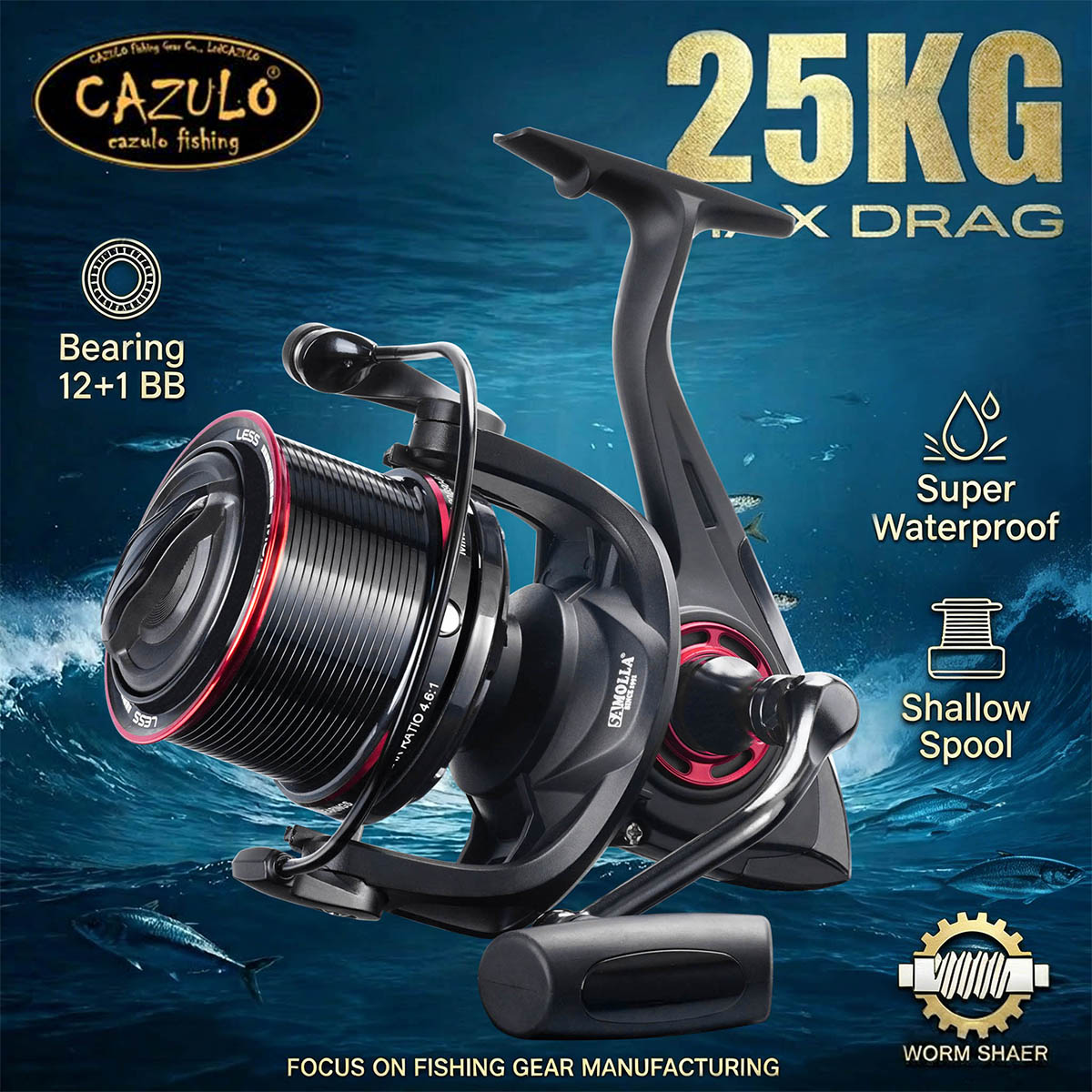 CAZULO Long Cast Spinning Reel - Reel Drag Knob のレビューと価格