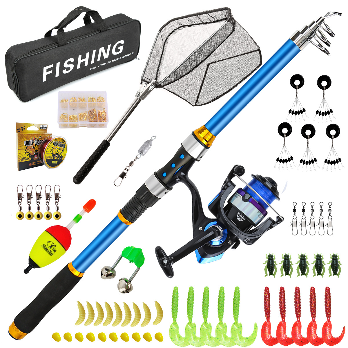 2.1-3.6M Telescopic Glass Fibe - Spincast Reel のレビューと価格